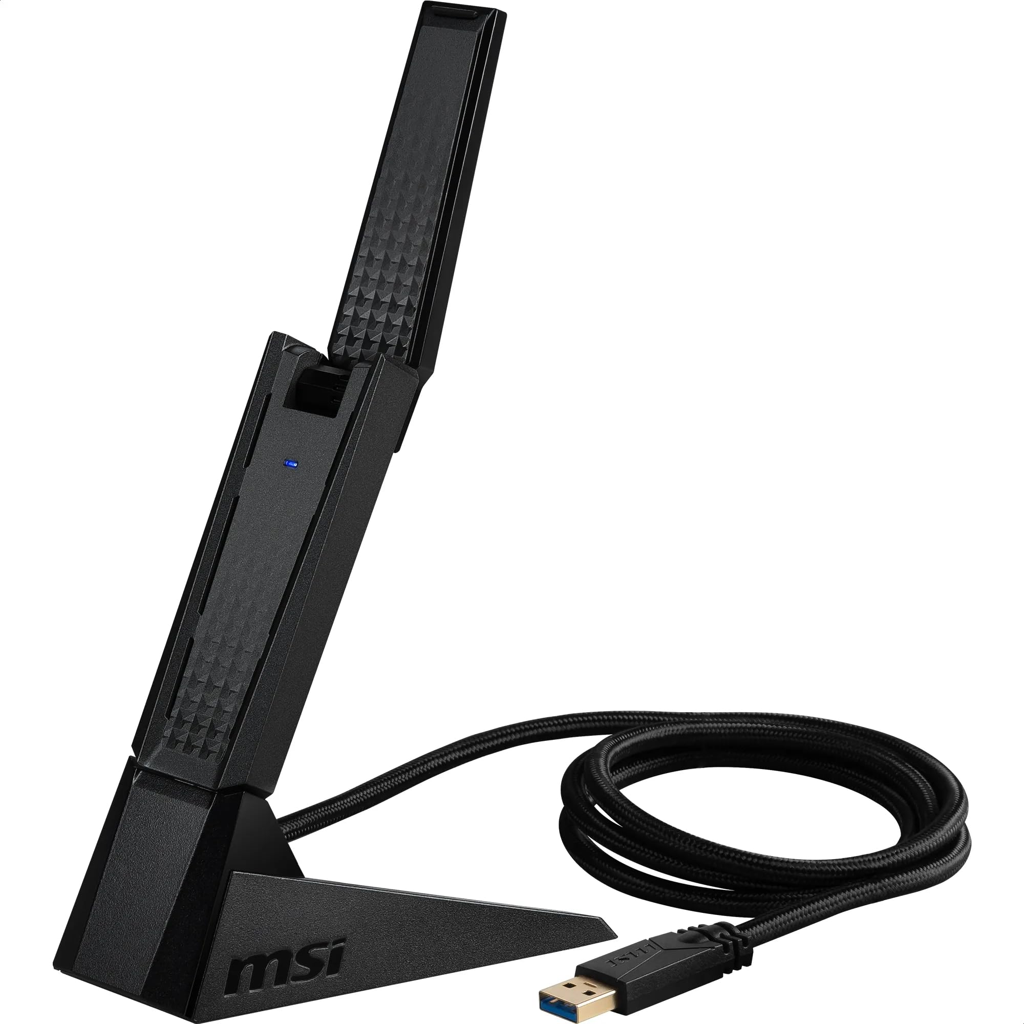 MSI AXE5400 WiFi 6E Tri-Band USB Adapter - Schnelles WLAN bis 5400 Mbps (6GHz, 5GHz, 2.4GHz Wireless), MU-MIMO, einstellbare Antenne, Beamforming, WPA3 - inkl. Standfuß