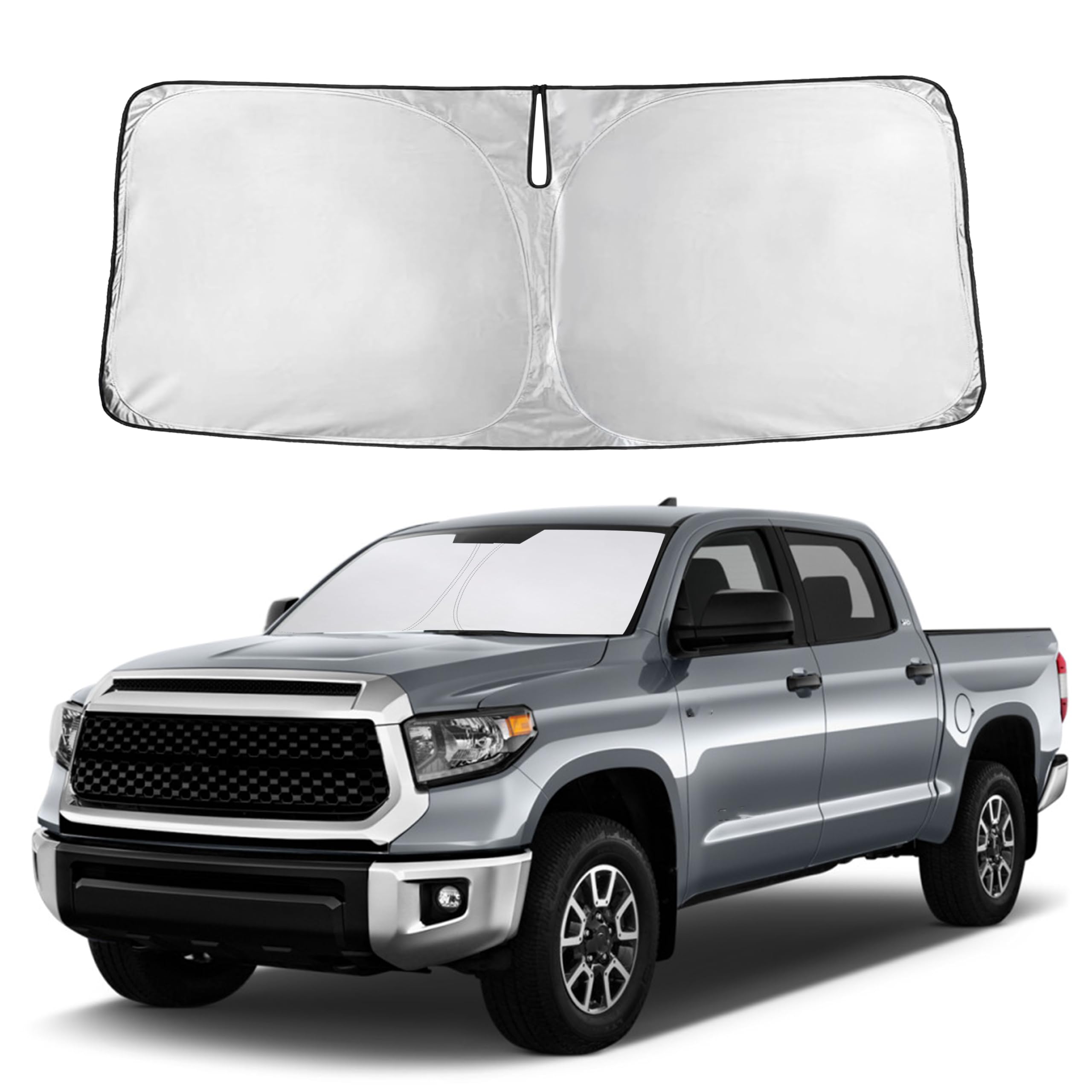 Autovir Windshield Sun Shade Fit for 2007-2019 2020 2021 Toyota Tundra Sunshade, Front Car Window Shades Sun Visor, Blocks UV Rays & Heat, Car Accessories Fit for Toyota Tundra 2007-2021