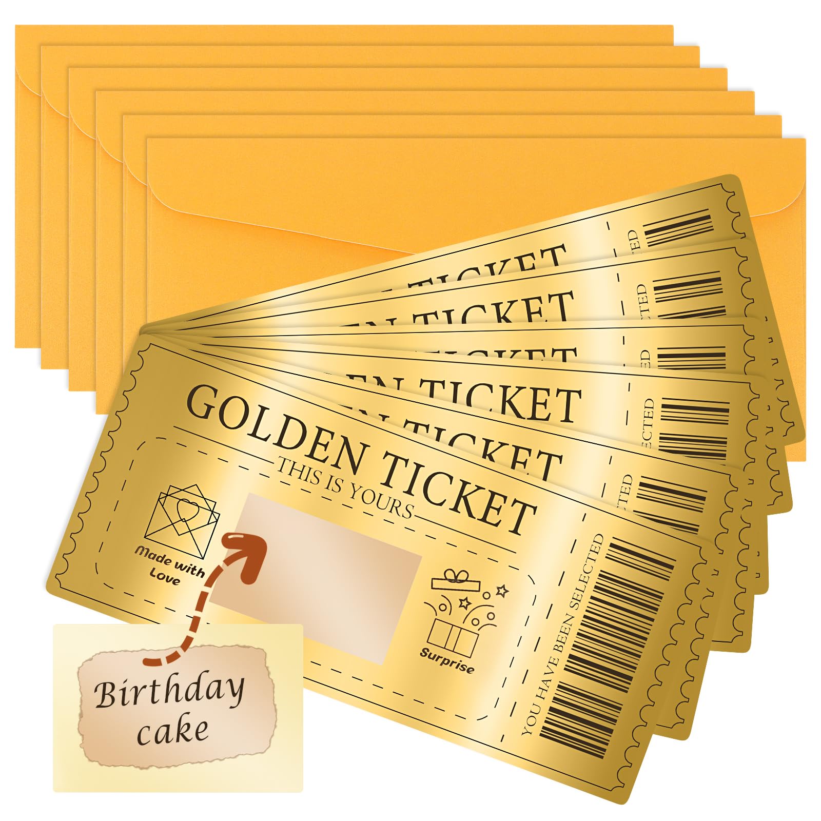 Carte À Gratter Personnalisable Golden Ticket 6 Set Avec Enveloppe
