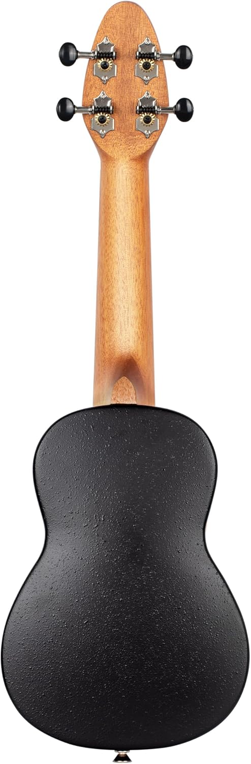 Ortega Guitars, 4-String Keiki Designer Series Soprano Ukulele Pack-Icludes: Tuner, Picks, Strap & Tote Bag, Left, Mahogany, (K2-MAH-L)