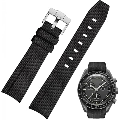 Silicone Rubber Bands for Omega X Swatch Moonswatch Watch Strap 20mm Curved End Weave Style Premium Silicone Rubber Replacement Strap Women Men,for Omega Swatch Moonswatch Speedmaster