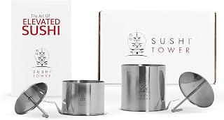 Sushi Tower Original Kit - Premium Stainless Steel Sushi Making Set with 2 Sizes, Storage, Free Gifts & Recipe Book
