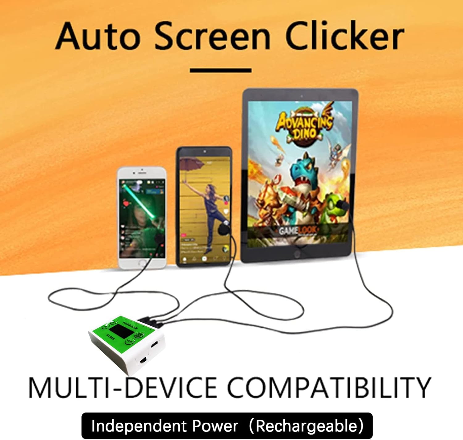 Adjustable Independent Speed Physical Auto Clicker on Different Ports: Auto Clicker for iPhone iPad, Screen Device Tap for Android IOS， Simulated Finger Clicking, Suitable for Games, Reward Tasks（D5）