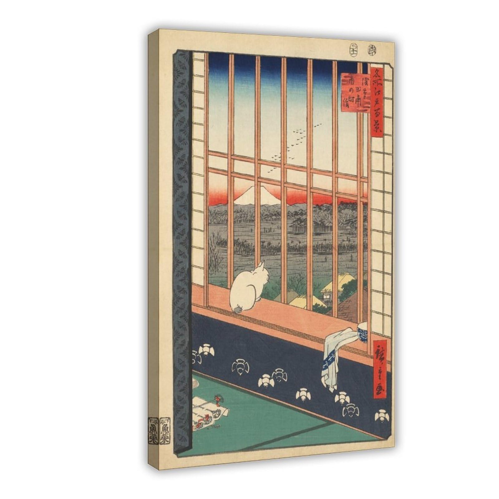 WCYB Ricefields And Torinomachi Festival 100 Famous Views of Edo by Hiroshige Utagawa Prints Posters Canvas Deco Paintings Wall Art For Office Hangable Fra