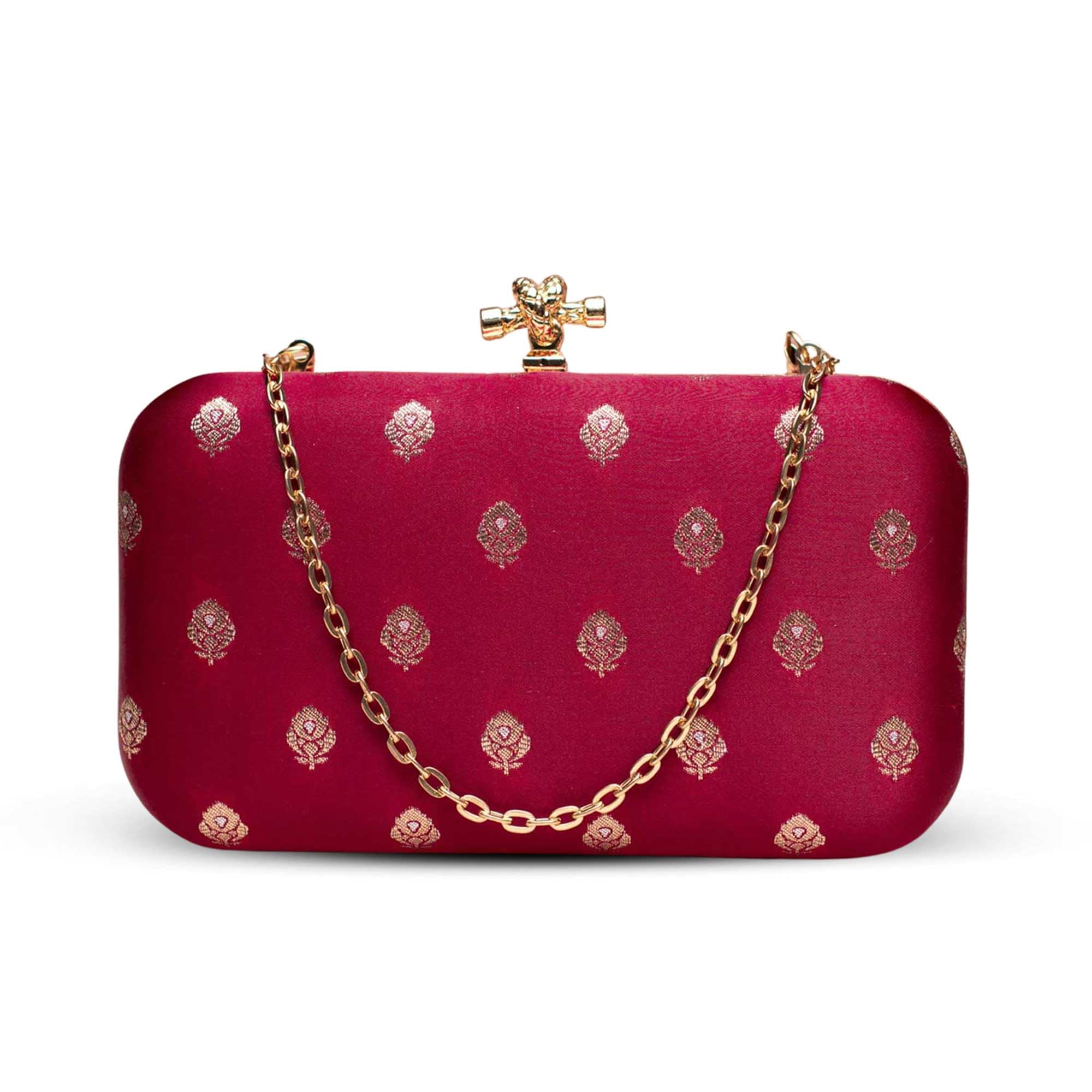 artklim Regal Maroon Clutch with Golden Motif-picture-31