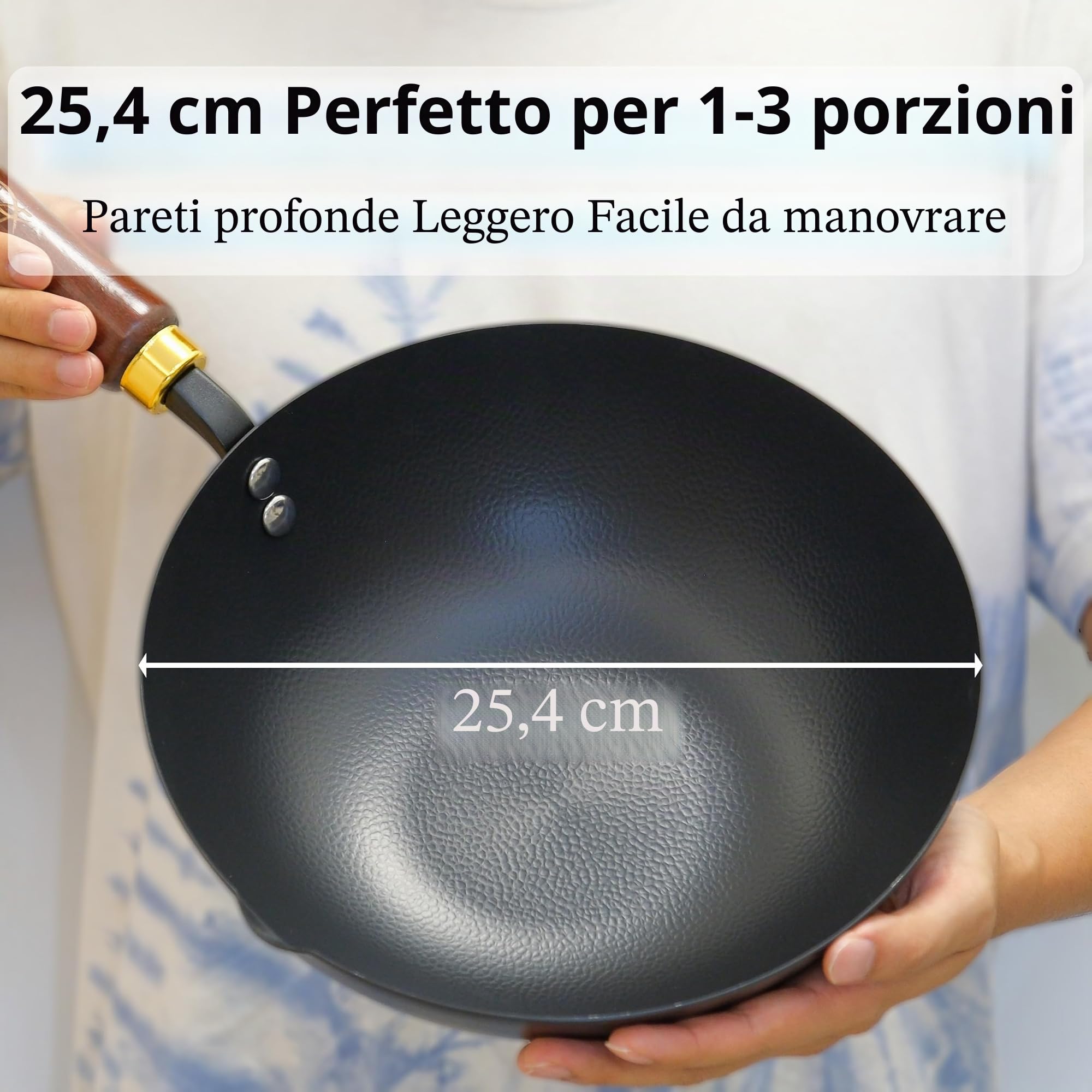 Souped Up Recipes Wok da 25,4 cm in acciaio al carbonio per stufe elettriche, a induzione e a gas (coperchio e manuale utente inclusi)