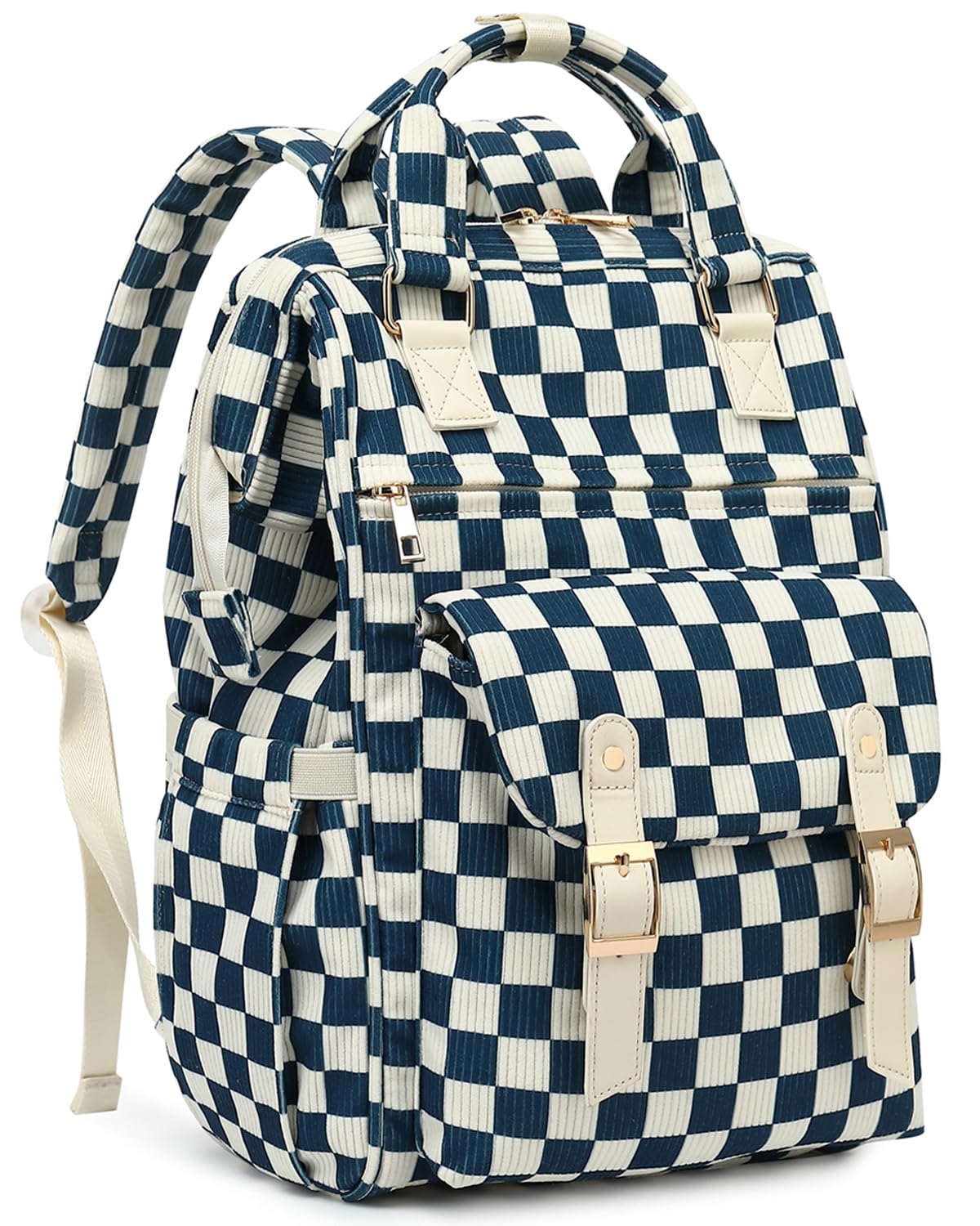 Corduroy Laptop Backpack Women College Travel Bag 15.6 Inch  display picture 1