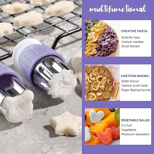 Miniatura 6 de Oneleaf Juego de formas de cortador de acero inoxidable, 4 piezas, desmoldeo rápido, verduras, frutas, mini pastel, donutdona, sándwich, galletas