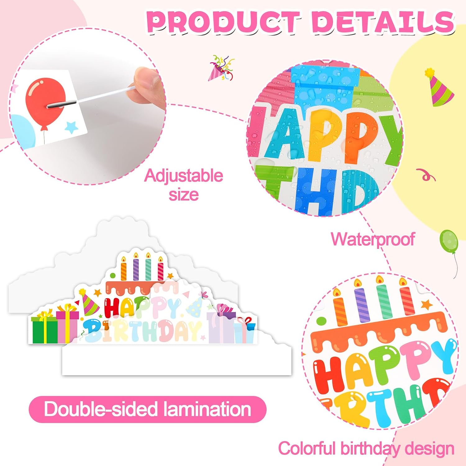 Lonfliness 32 Pcs Birthday Crown for Happy Birthday Party Favor Hats Colorful Paper Headband Sets Adjustable Crowns Hats for Gift Parties Favors Decor Elementary Must Haves