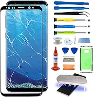 Kit de reparo de vidro frontal original para Samsung Galaxy S8 Plus Tela de vidro externo de reposição incluindo adesivo para moldura Waterpoof, cola de reparo e kit de ferramentas de lâmpada (sem