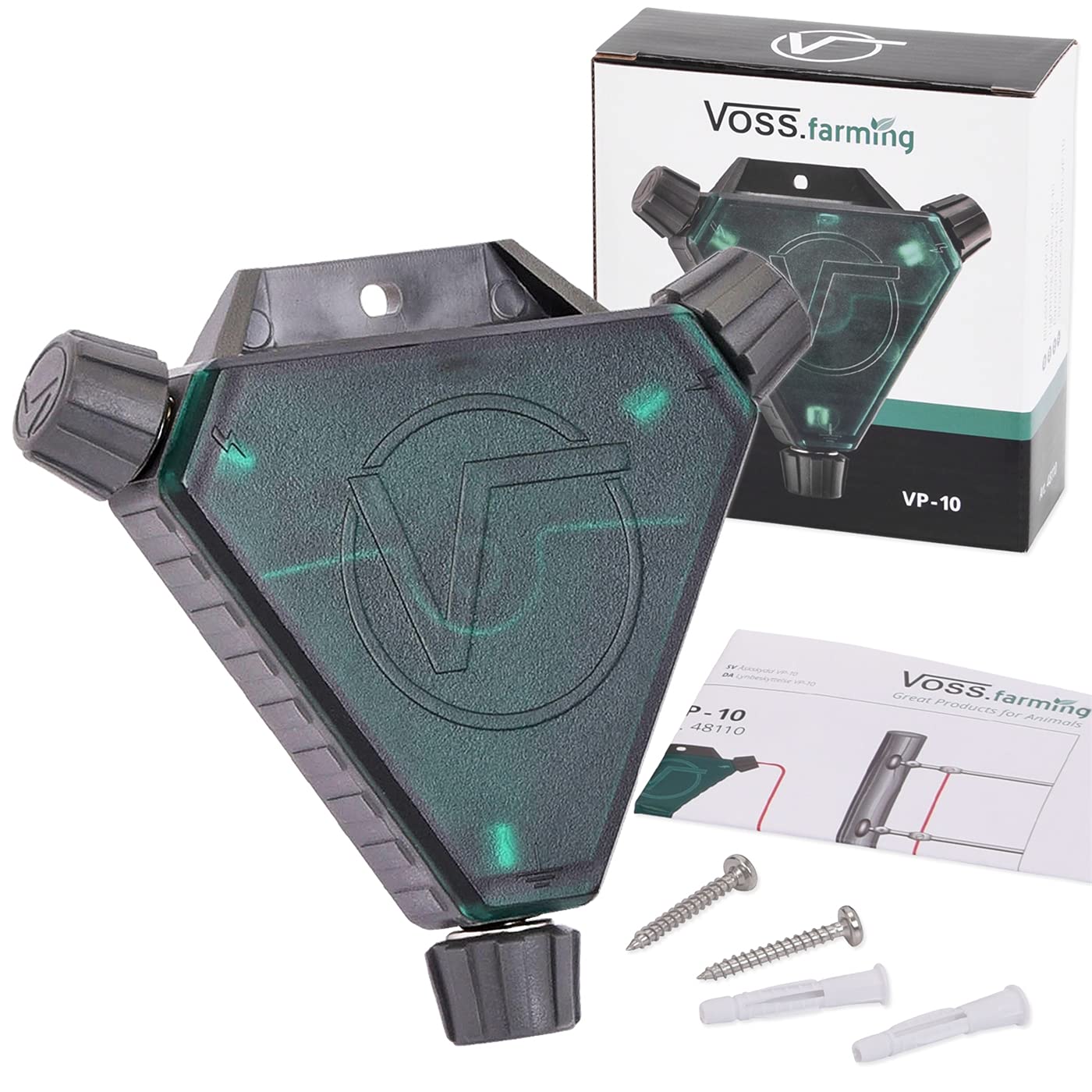 VOSS.farming 230V Weidezaun Komplettset mit Weidezaungerät, Zaunprüfer und Zubehör, Profi Starterset für Pferde, Rinder, Schafe, Ziegen, Schweine
