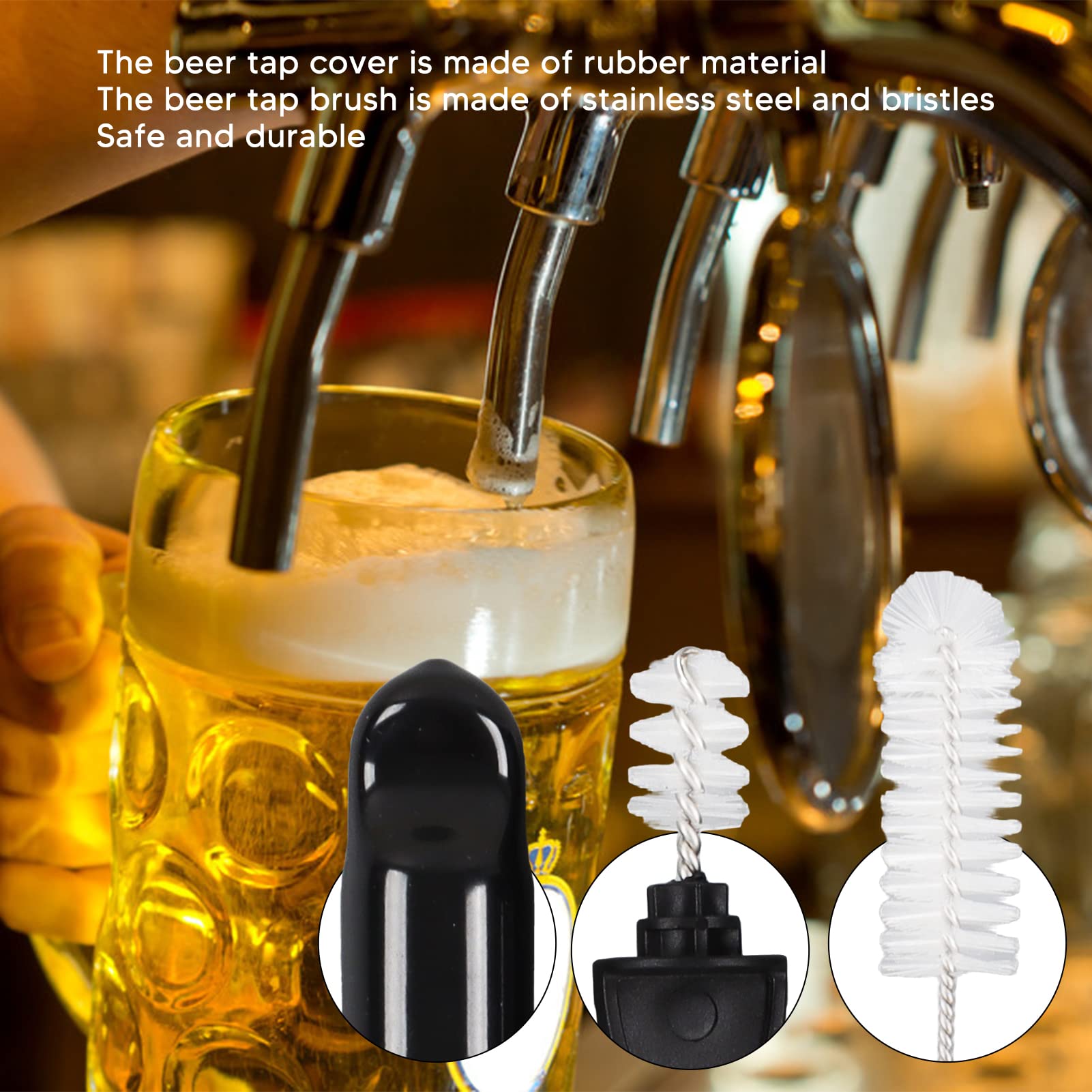 Kit Pulizia Rubinetto Birra - 5 Tappi E 5 Spazzole In Gomma Per Birra Alla Spina - Foto 2