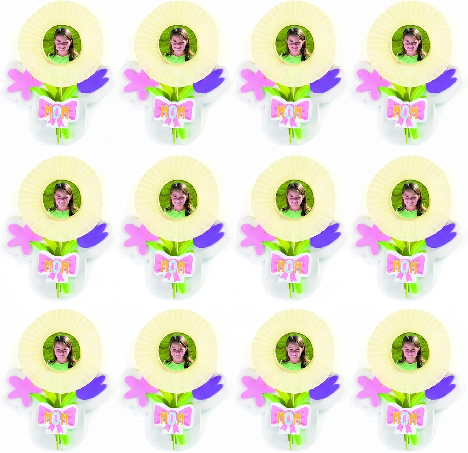 Fun Express Mother’s Day Flowers Picture Frame Magnet Craft Kit, Makes 12 - Great for School, Church and Home
