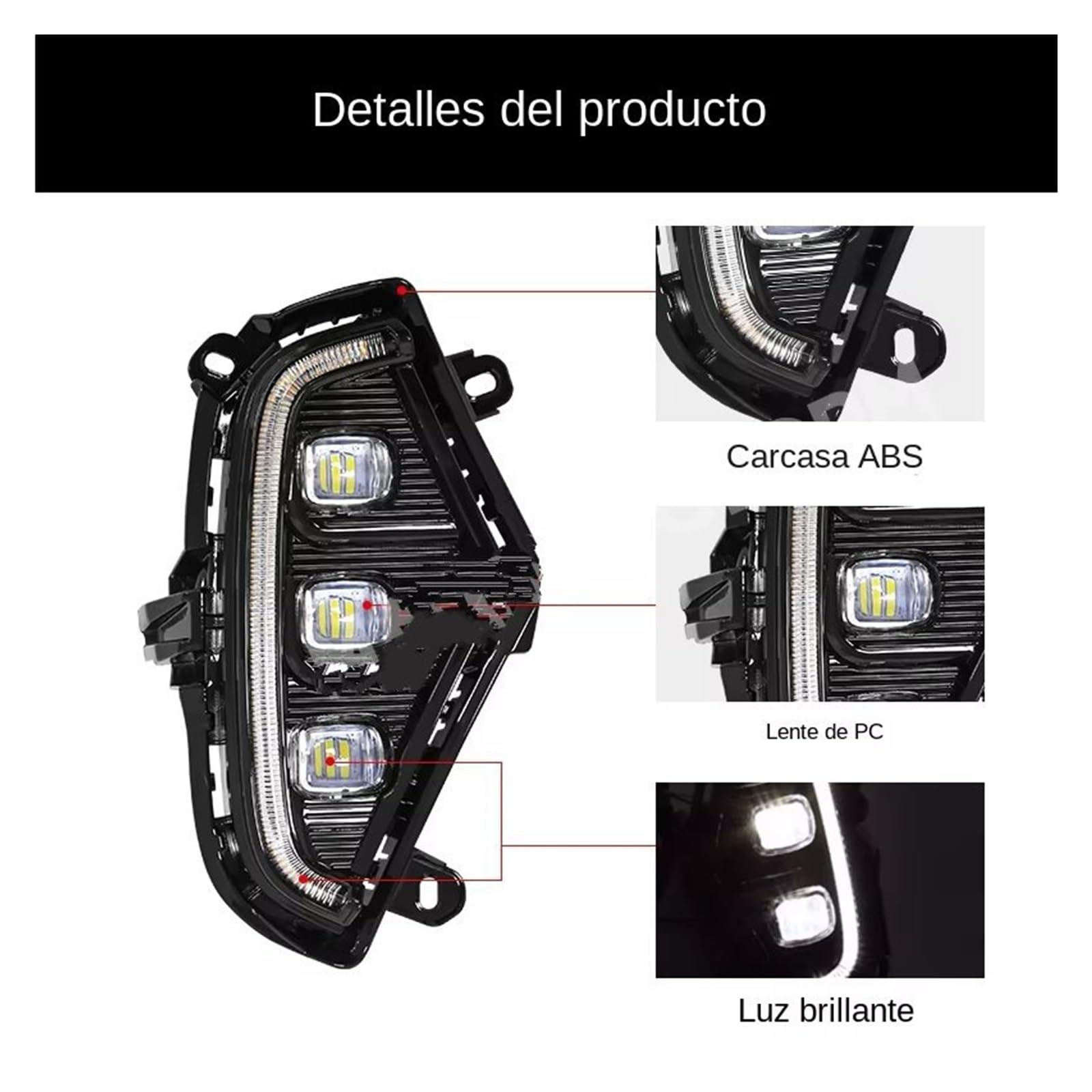 Genérico Para Toyota Para RAV4 2019-2021: Luces Diurnas LED DRL Antiniebla Intermitentes Faros Antiniebla
