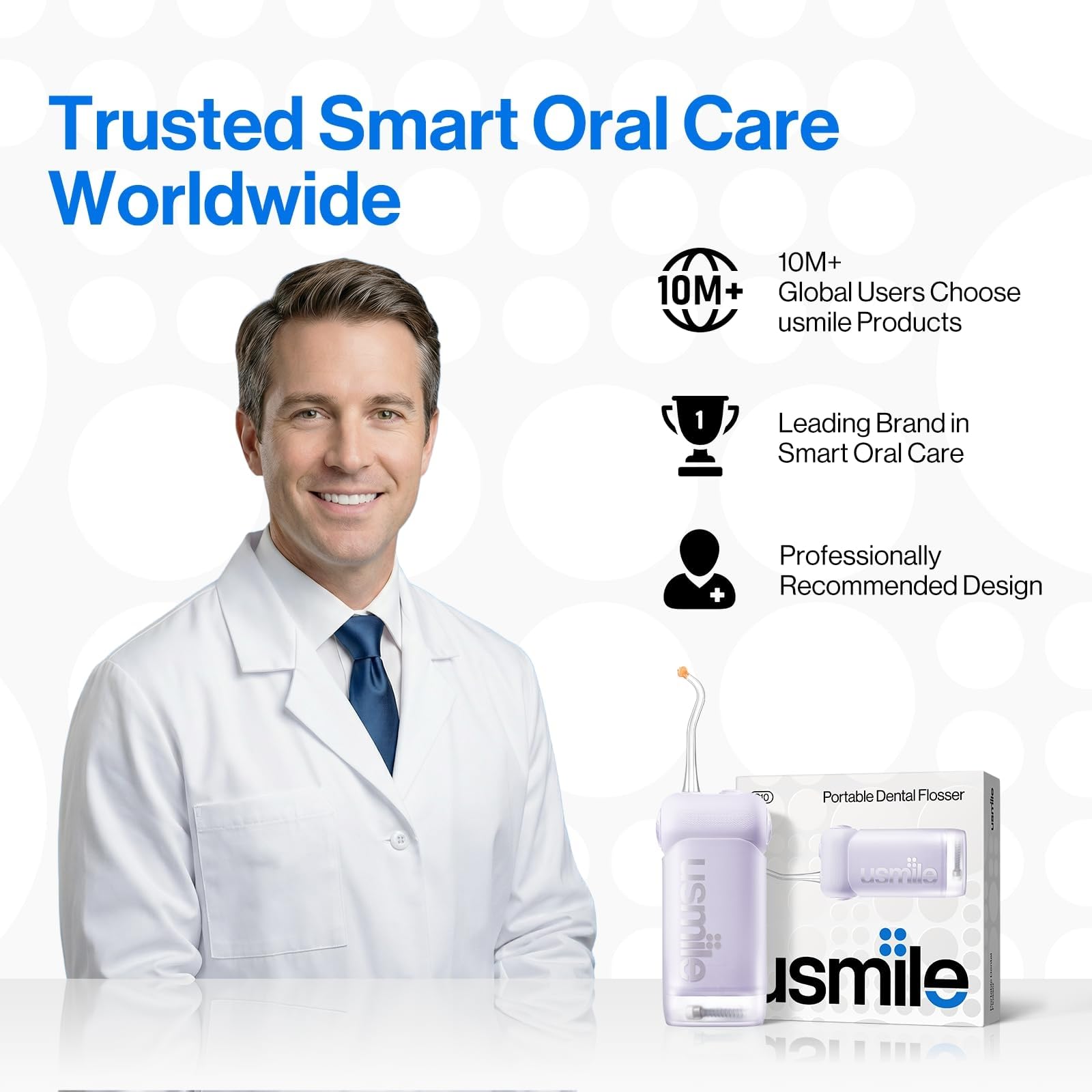 usmile Idropulsore portatile C10 da viaggio – pieghevole, ricaricabile USB-C, 4 modalità, impermeabile IPX7, lunga durata della batteria, irrigatore orale per apparecchi ortodontici, impianti e