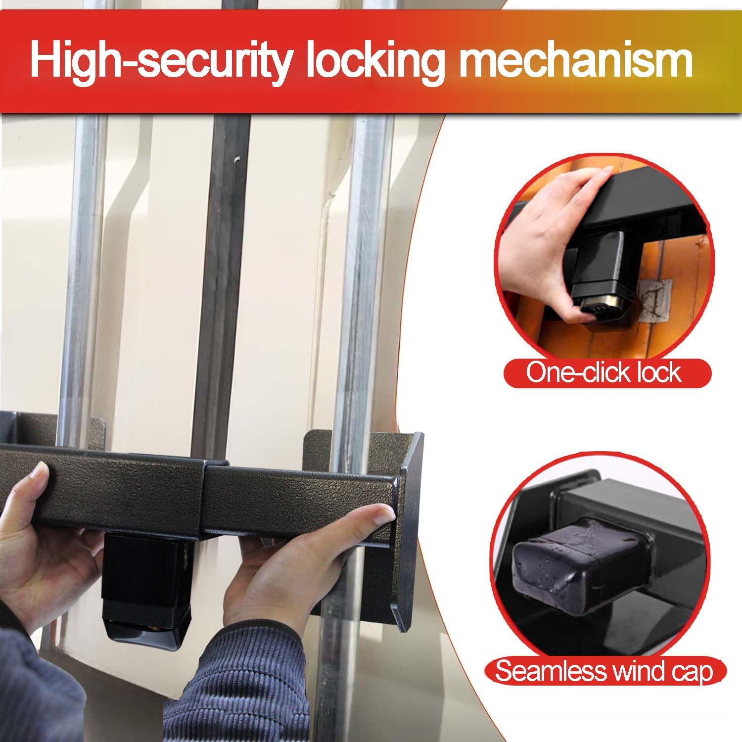 Cerradura de carga resistente, cerradura de acero endurecido de alta seguridad para barras de puerta verticales, resistente a la intemperie, se adapta a rango de paso de 9-1/4 a 15-7/8 pulgadas para