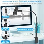 ZealSound Microphone Stand 19inch,Flexible Gooseneck Desktop Mic Stands,Upgraded Microphone Clip Holder for Mics with Outer Diameter 1.03" and 2.59",3/8" to 5/8" Screw Adapter for Blue Yeti and More