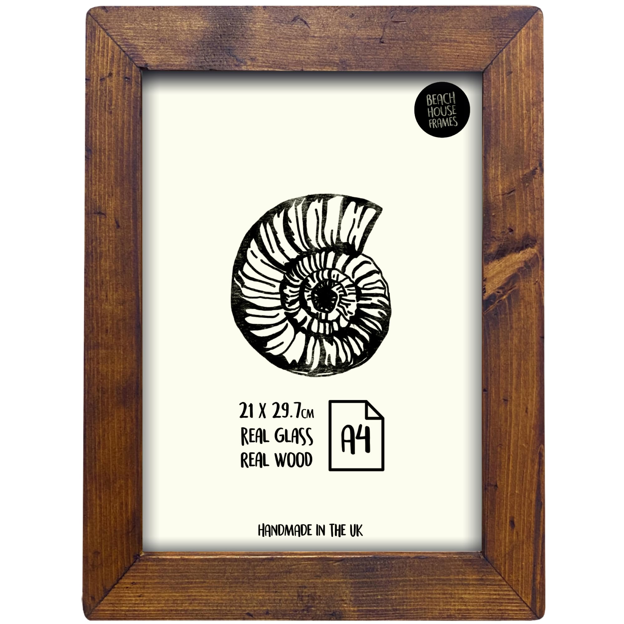 Rustic Picture Photo Frame, REAL WOOD and REAL GLASS Sizes A2, A3, A4, A5, A6, 11X14, 8X10, 6X8, 5X7, 5X5, 4X6, 3X3 Mount/Mat option Handmade (A4 (No Mount), Mahogany)