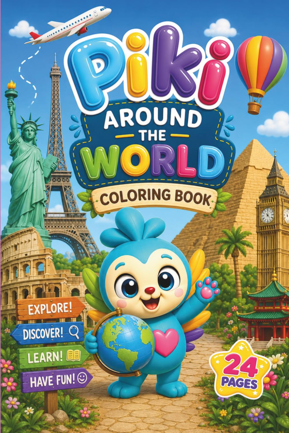 Piki Aroun The World. The best coloring book for kids. Age 2+ toddler: A coloring book showcasing amazing places around the world. A Wonderful Journey with Piki (Piki discovers the world)