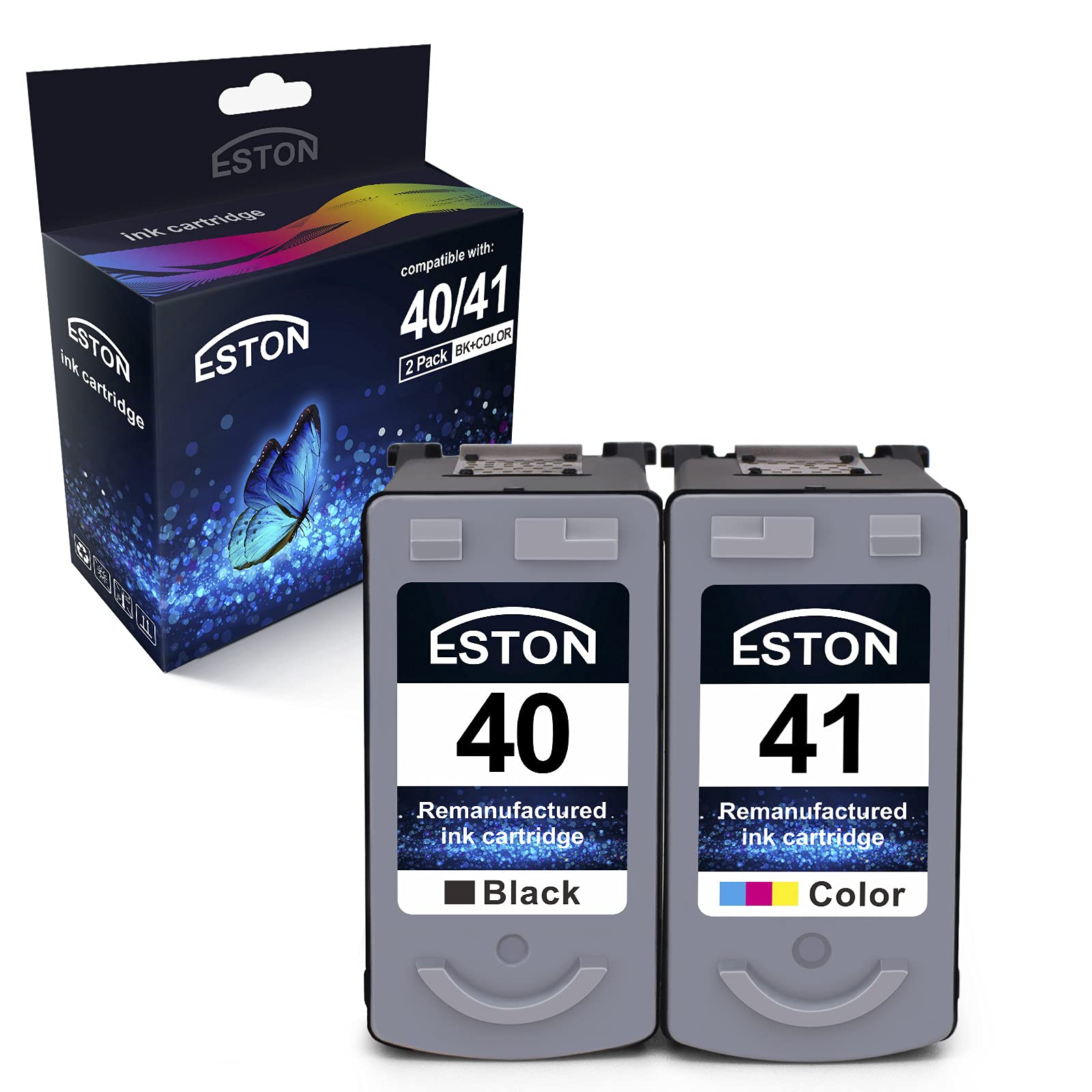 ESTON Remanufactured Ink Cartridge Replacement for Canon 40 and 41 PG-40 Black CL-41 Color Ink Cartridges(1 Black & 1 Color, 2-Pack)