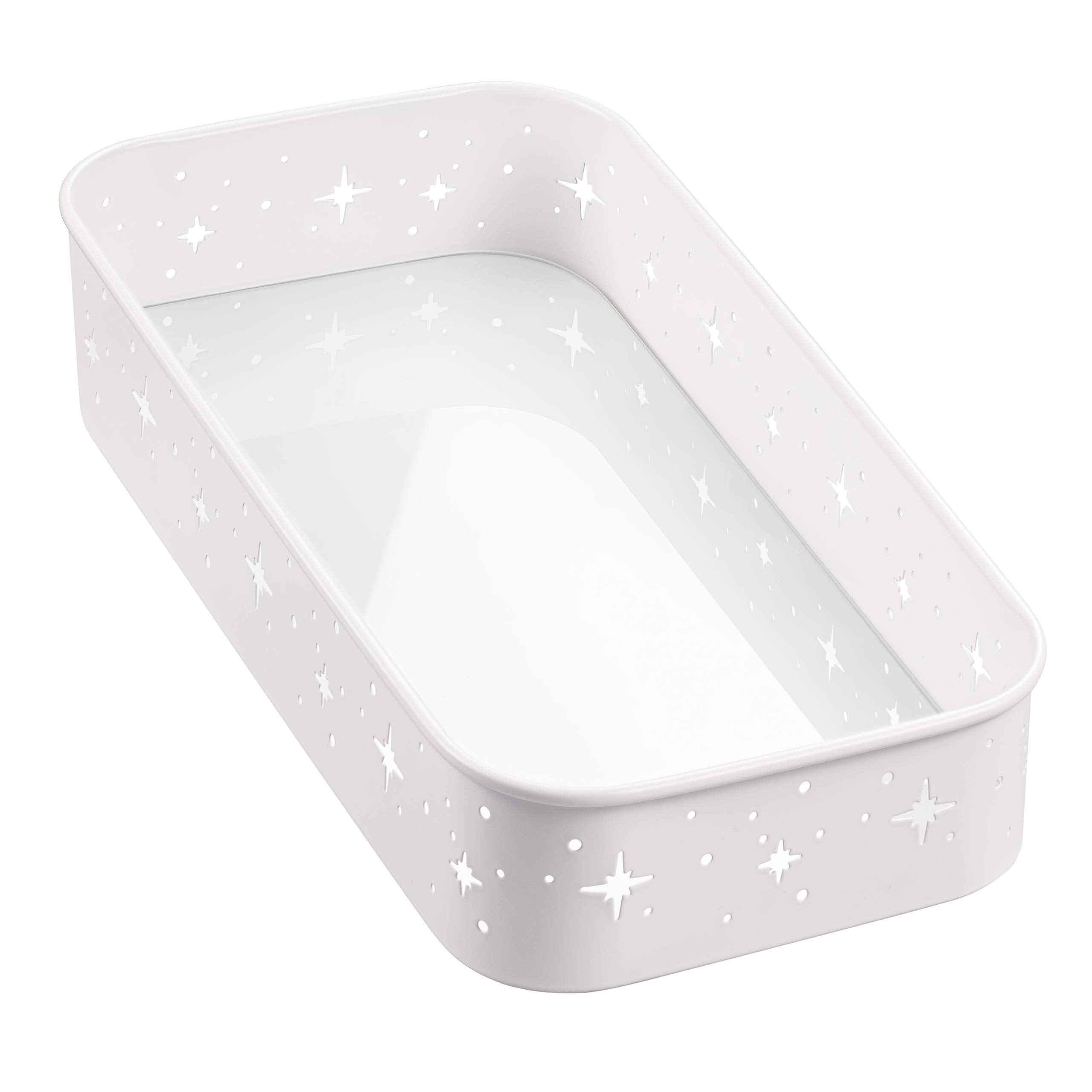 MARLJOHNS Vanity Tray,Rectangle White Kitchen Bedroom Bathroom Tray,Metal Decorative Makeup,Perfume and Jewelry Organizer for Dresser