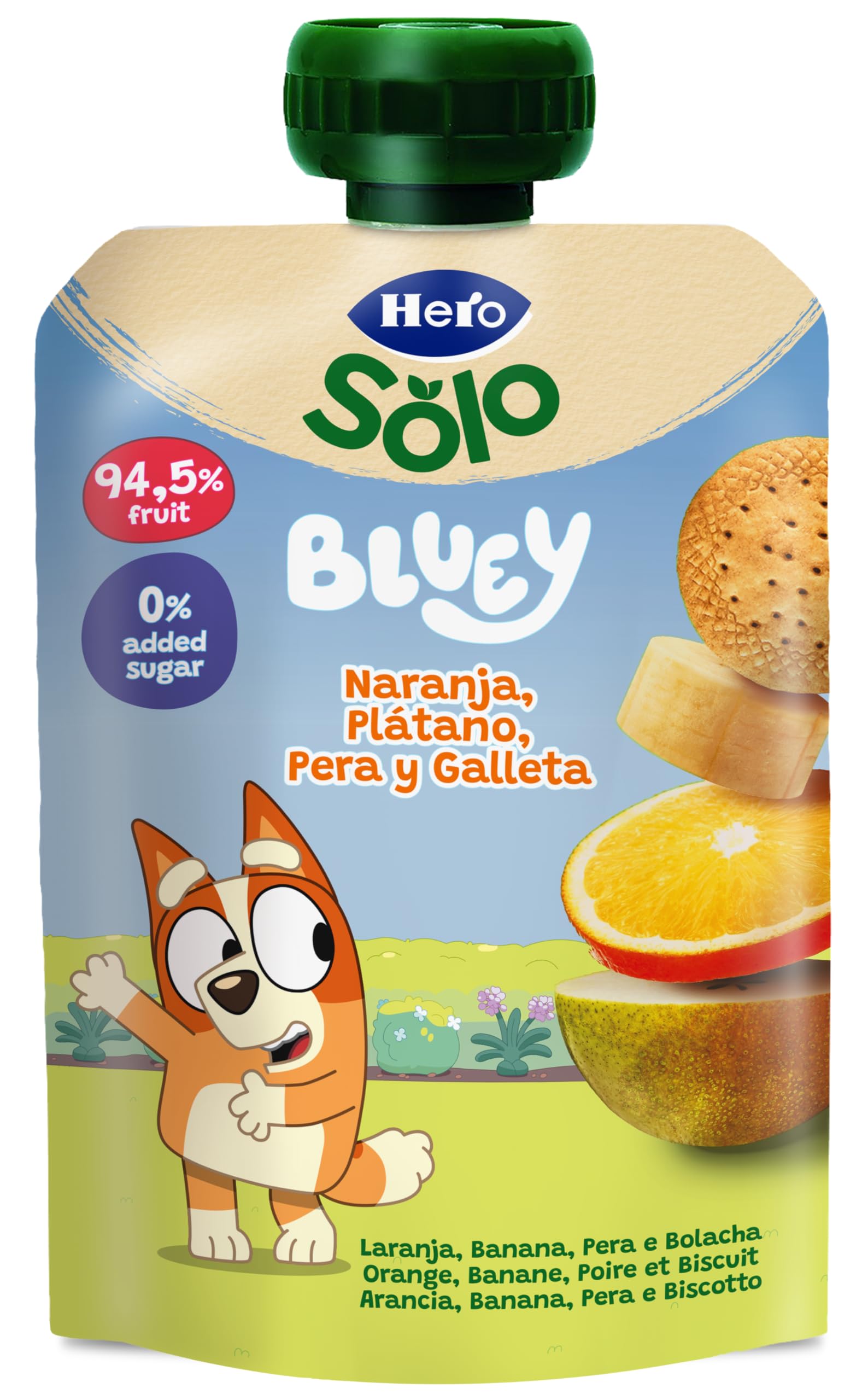Alimento infantil con puré de frutas y galleta Hero bolsa 100 g