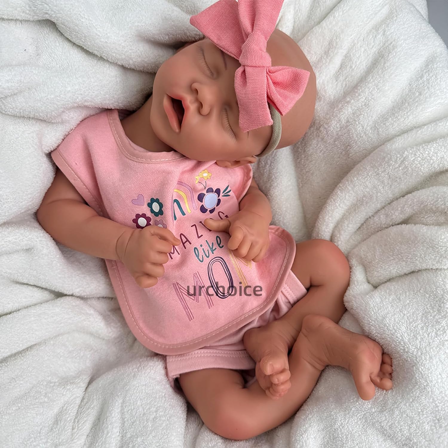 Lifelike 17 inch Reborn Baby Dolls Silicone Full Body Sleeping Posable Newborn Girl Realistic Handmade Toy Tan