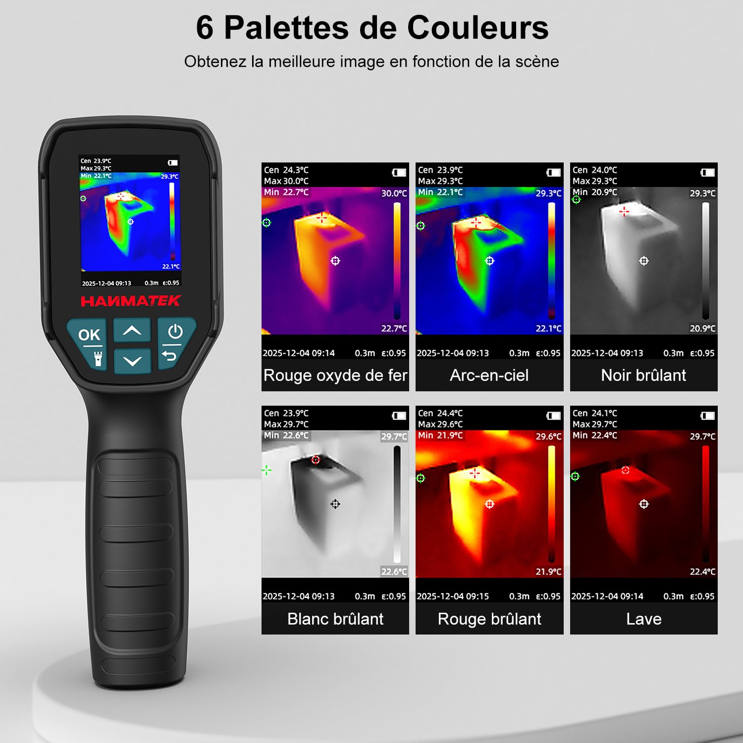 HANMATEK Caméra thermique Ti240 Outil d'imagerie pour anomalies de température et caméra thermique de chasse avec résolution de 240 x 240 pixels, plage de température de -68 °F à +752 °F, rechargeable