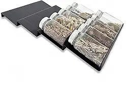 Organizador de gaveta de especiarias, pacote com 4 organizadores de temperos, expansível de 22 a 45 cm, organizadores de temperos de cozinha e armazenamento para gaveta (frascos não incluídos), preto
