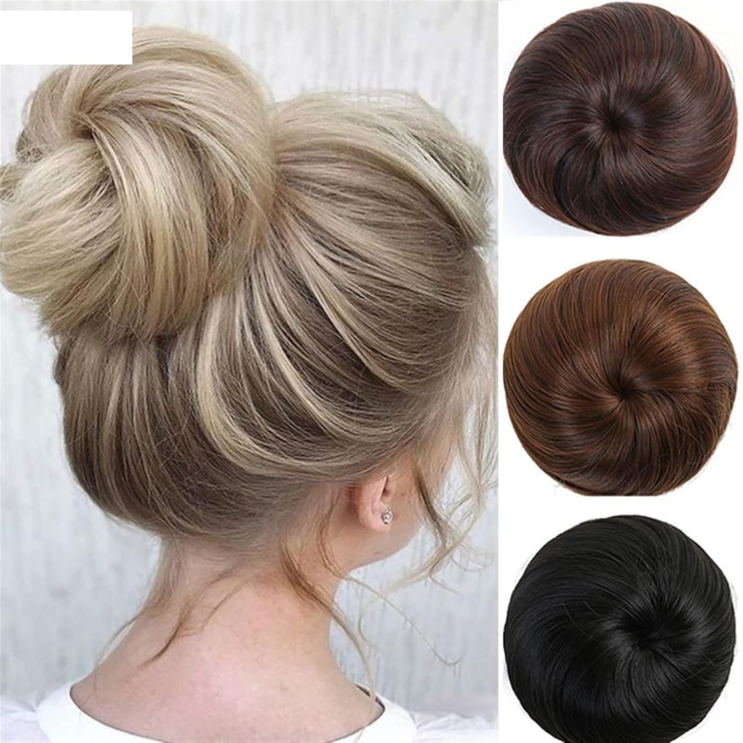 Hair Chignon Synthetic Hair Bun Donut Bun with Elastic Band Ponytail Extensions Hair Clip Wig Ponytail Headwear for Women Hair Pieces For Women(101)