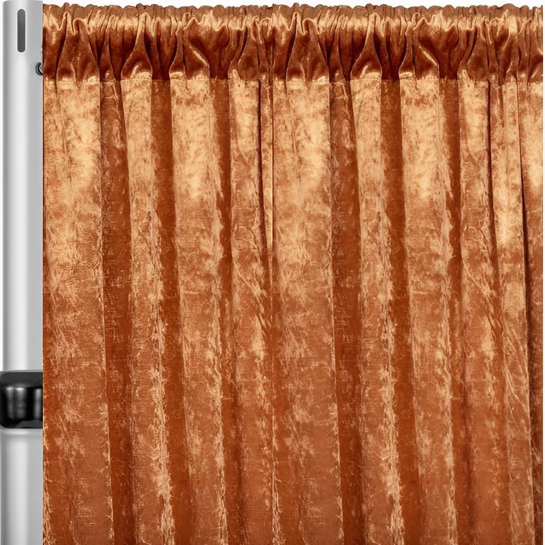 Rust Velvet Drape Curtain Panel (14' x 52") - 1 Pc. - Elegant Design, Perfect Backdrop For Parties, Wedding Events, Photoshoots, & Home Decor