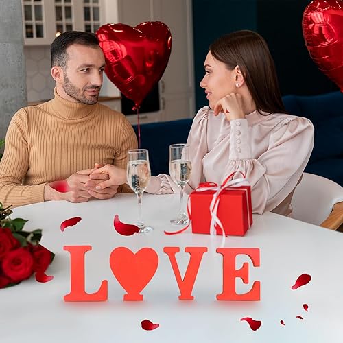 Miniatura 3 de AOCEAN Letras de madera roja de 6 pulgadas, letras de madera sin terminar para decoración de pared, letras decorativas de pie en rodajas, decoración