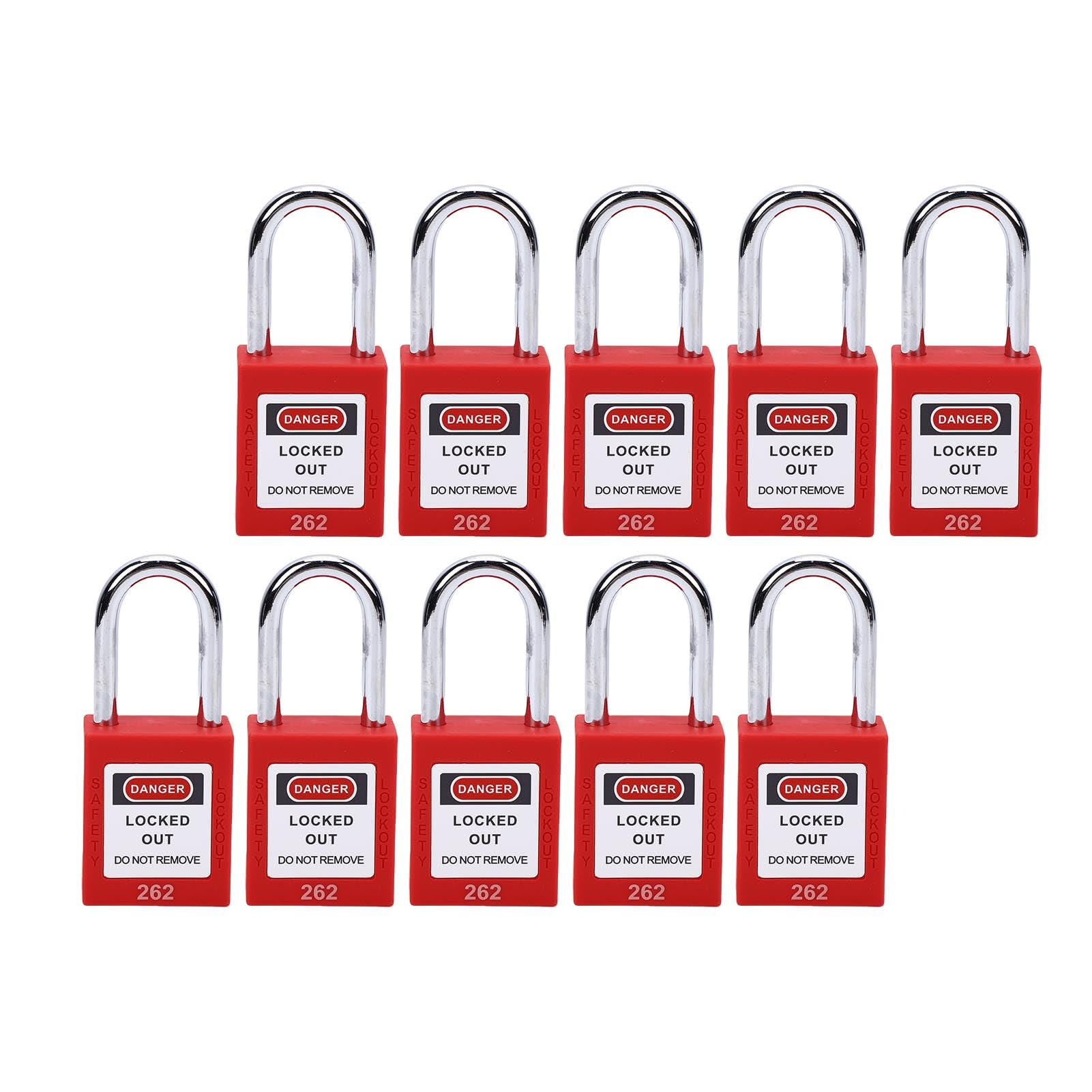 Candado rojo de seguridad con bloqueo y etiquetado con grillete emergente automático para protección de seguridad industrial