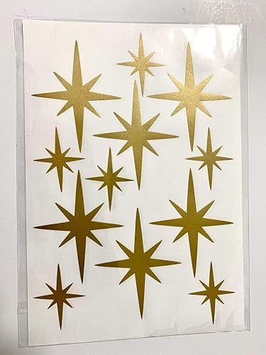 Miniatura 2 de Calcomanías de pared de estrellas doradas para dormitorio de adultos, niñas, decoración de habitación de niños, calcomanías de pared retro doradas