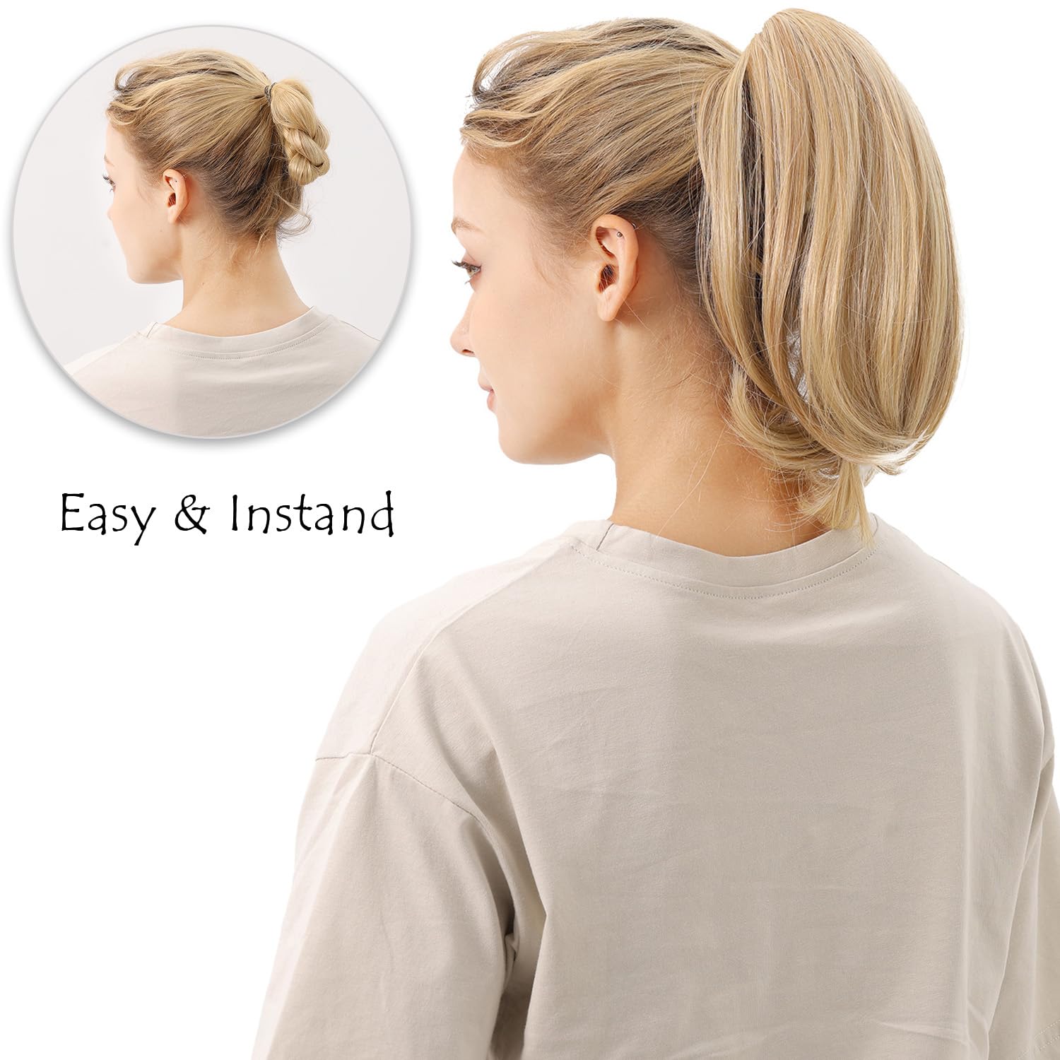 Claw Clip Ponytail Extension Synthetic Straight 10 Inch for Women Short Straight Claw Clip Ponytail Hair Extensions 10 Inch  main image 4