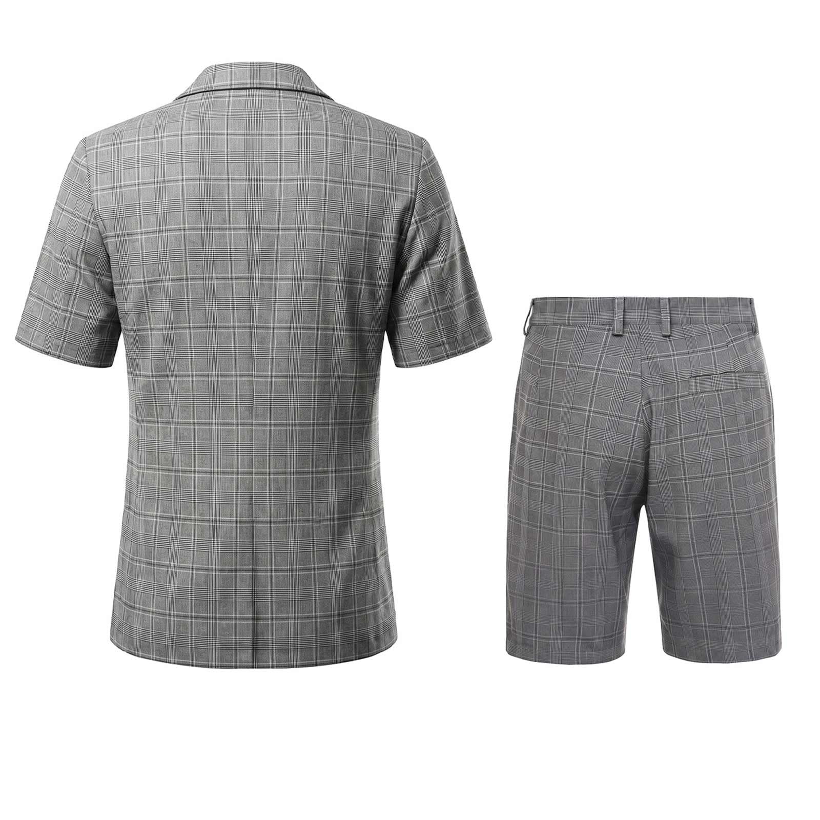 Set Uomo 2026 Leggero A Quadri Traspirante Affari Casual Moderno Due Pezzi