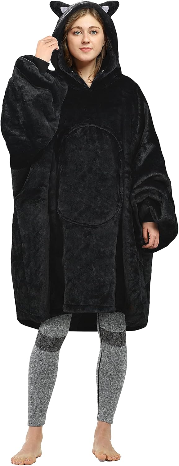 Catalonia Oversized Blanket Hoodie Sweatshirt, Comfortable Wearable Sherpa Pullover,Gift for Her
