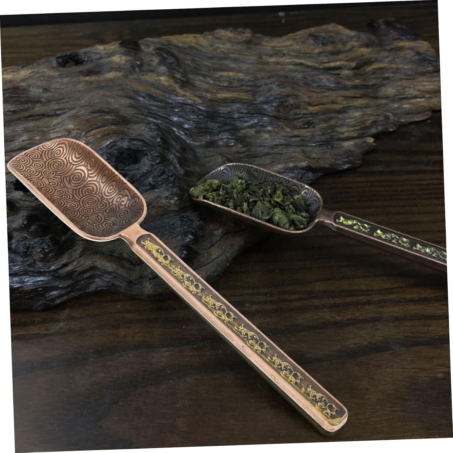 Luxshiny Copper Zinc Tea Scoop Retro Vintage Style Loose Leaf Measuring Spoon for Tea Coffee Beans for Daily Use and Gift