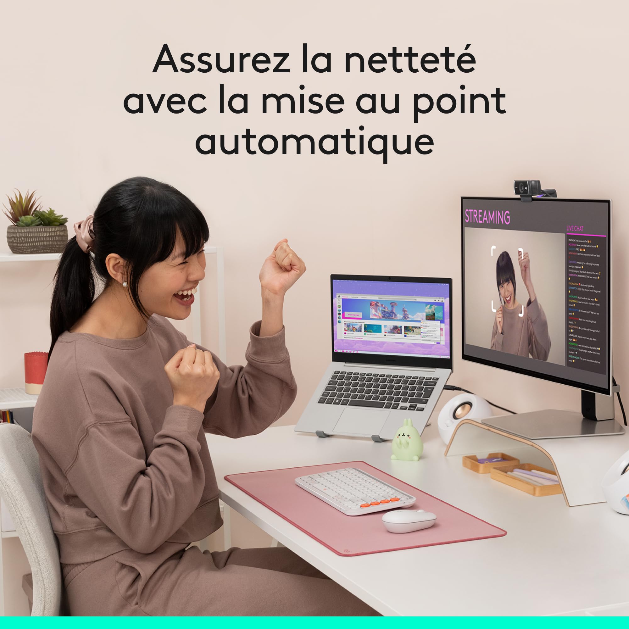 Logitech C922 Pro Stream Webcam, Streaming Ultrarapide HD 1080p/30ips/HD 720p/60ims, Audio Stéréo, Correction HD, Mise au Point Automatique, Youtube, Twitch, Camera PC/Mac/Portable/Macbook/Tablette
