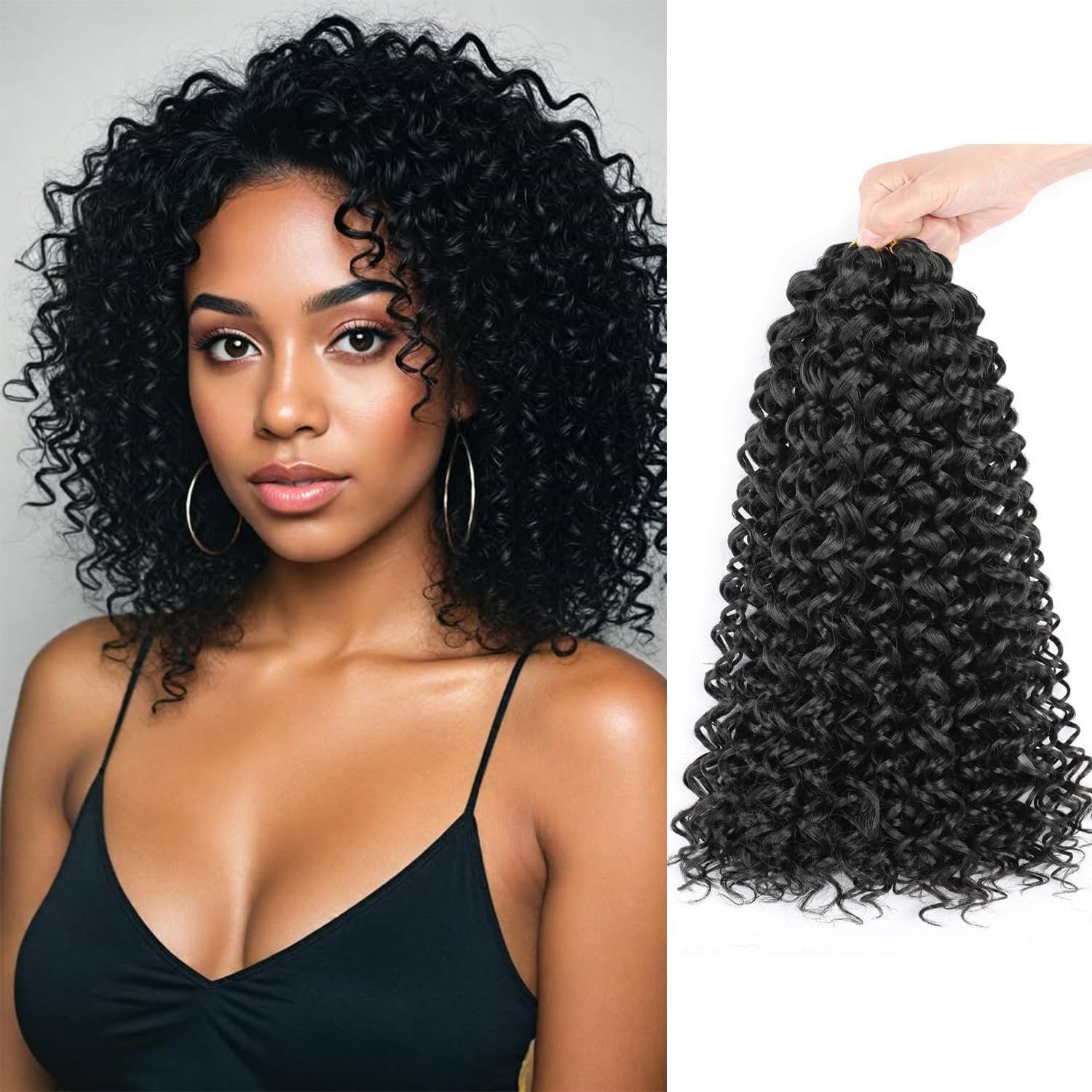 8 Packs 10 inch GoGo Curl Crochet Hair for Black Women Short Curly Water Wave Braids Ocean Wave Beach Curl Wavy Crochet Hair Extensions (Pack of 8,1B)