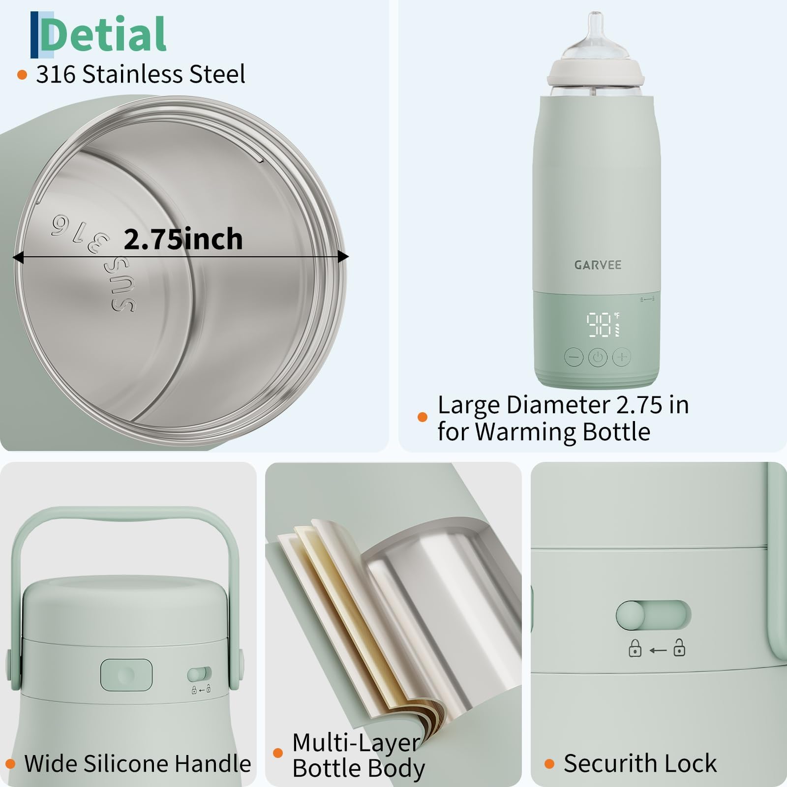 Enfriador portátil de leche materna 22oz - Enfriamiento 360° hasta 24h - Incluye 2 biberones - Compatible con accesorios de lactancia - Versión European standard - European standard