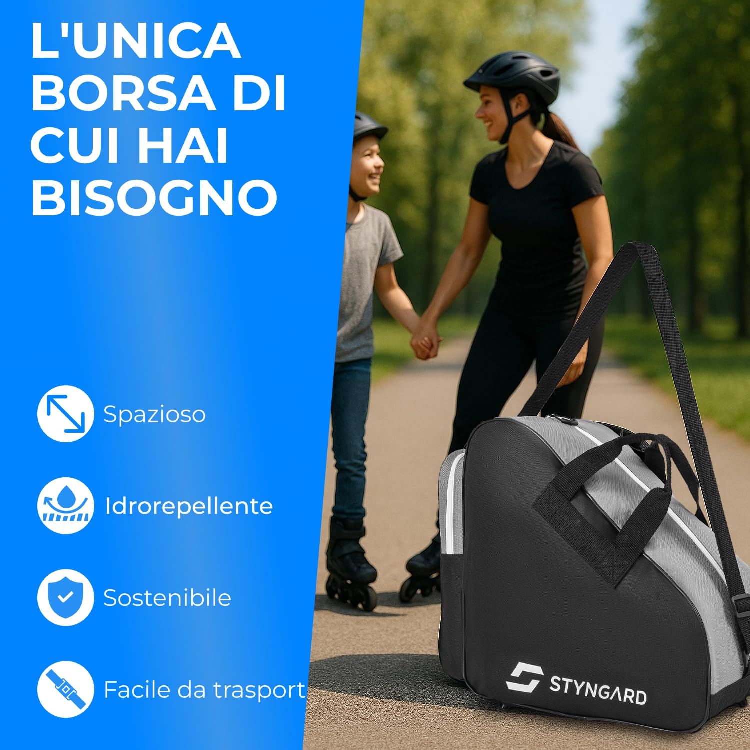 STYNGARD Borsa per pattini da ghiaccio - Borsa pattini ghiaccio e pattini in linea realizzata in materiale resistente - Modello Montreal