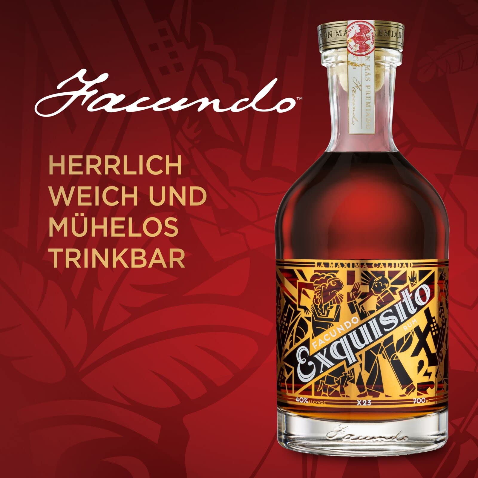 Facundo Exquisito Premium Aged Dark Rum in Geschenkbox, tropisch gereifter dunkler Rum, im Sherryfass veredelt, BACARDÍ, ideal als Geschenk, 40% Vol., 70 cl/700 ml