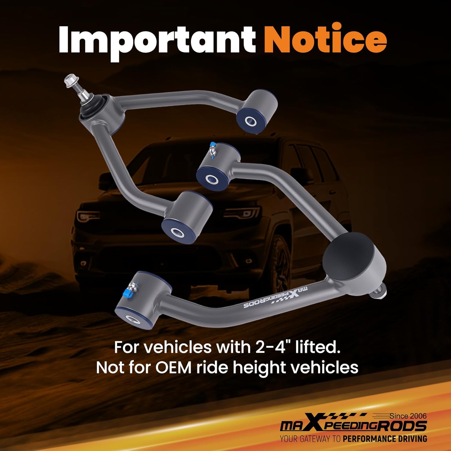 maXpeedingrods 2-4” Lifted Front Upper Control Arm for Chevy/GMC K1500 Suburban Tahoe 1988-1999 6-LUG 4WD