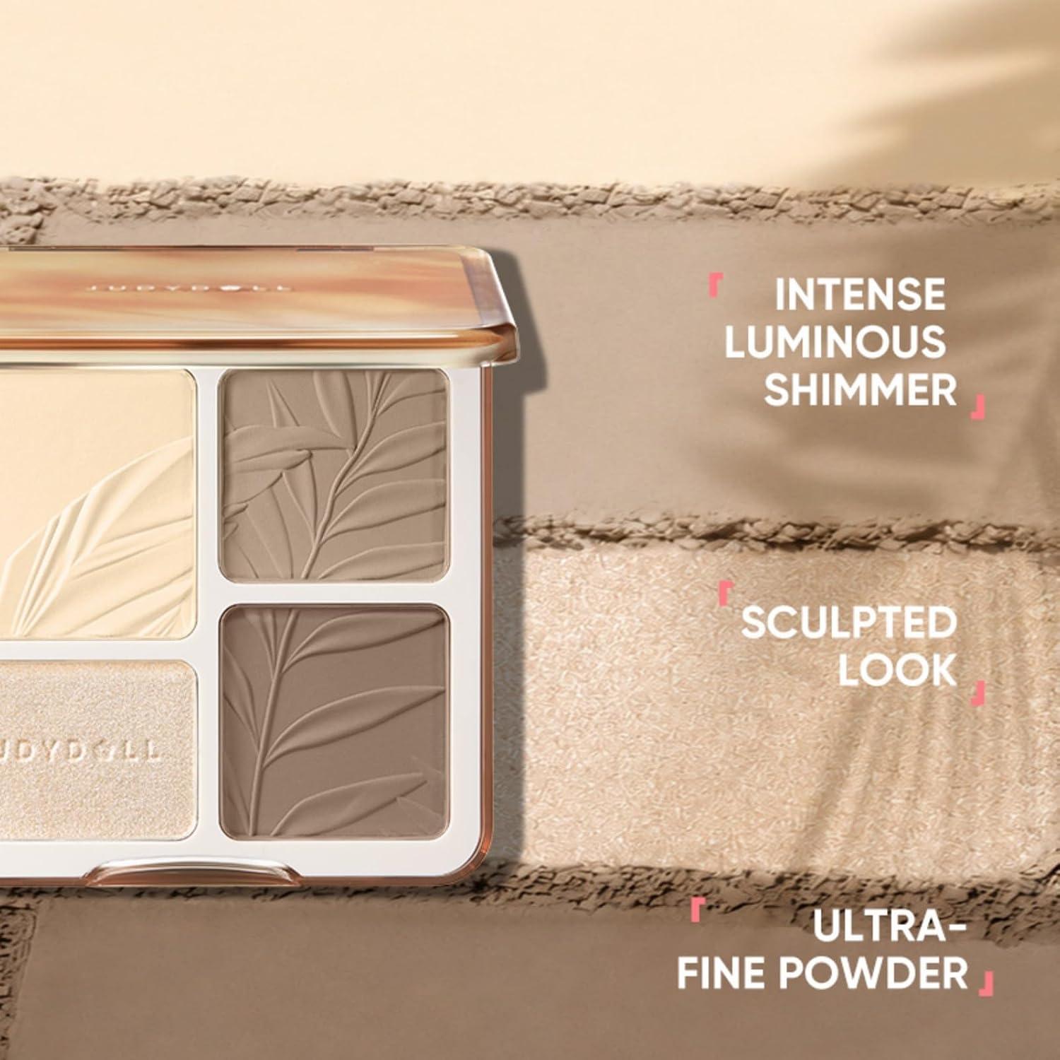 JUDYDOLL Highlight & Contour Palette, All-in-One Matte Highlighter Contour Compact,Blendable Face Makeup for Beginners, for Warm Skin Tone (02 Tree Shadow Palette)
