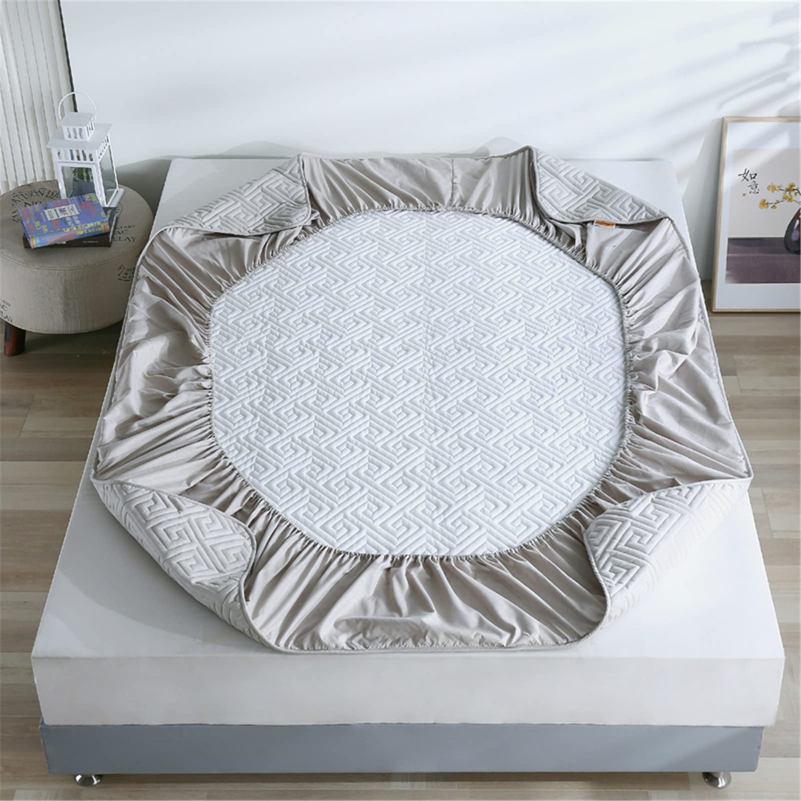 Protector Colchon, Home Protector de Colchón Acolchado, Cubrecolchón, De Fibra, Transpirable, Confortable, Cubre Colchón (Gris,EstáNdar 120x200cm)