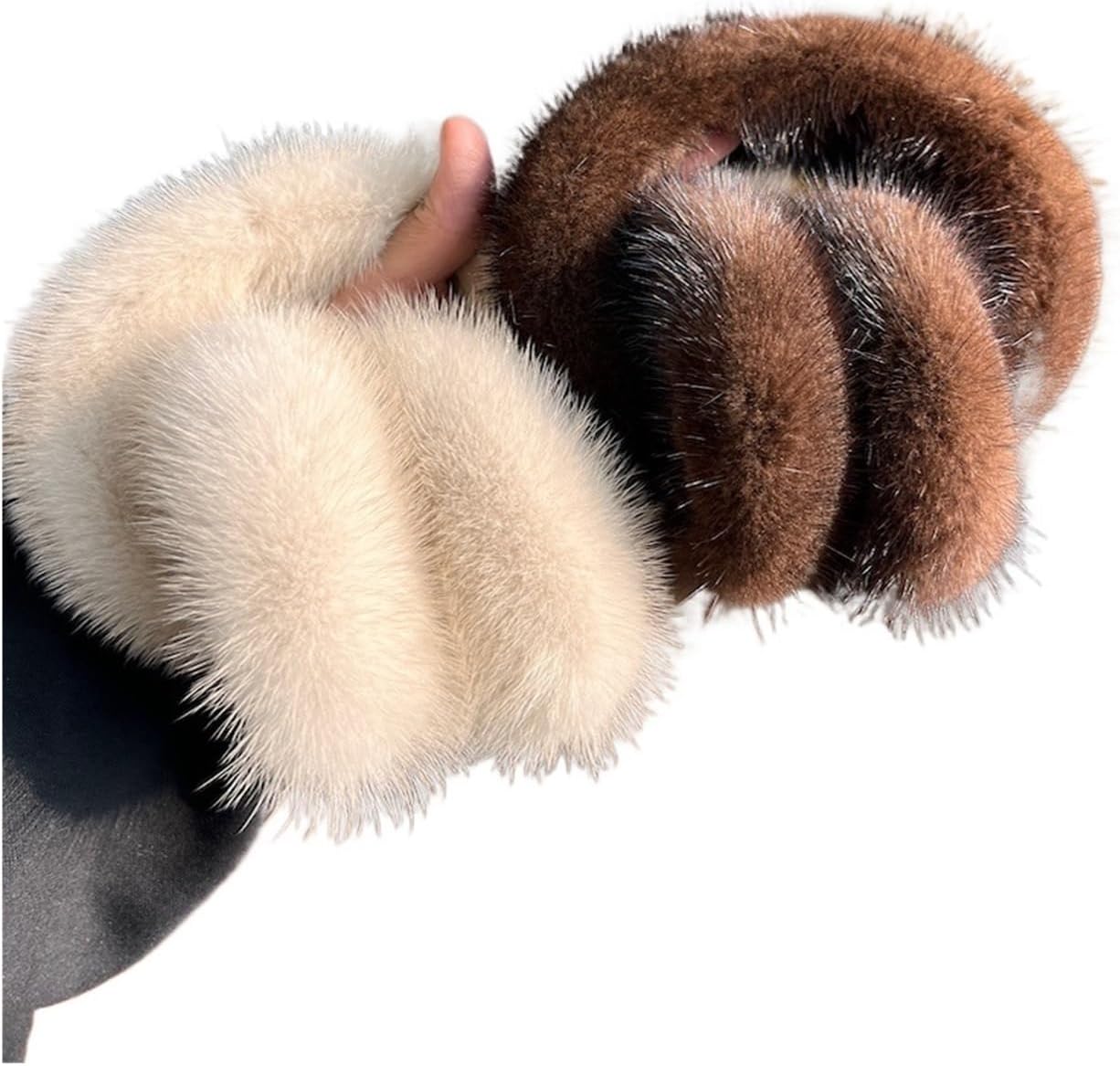 Winter Warm Natural Real EarMuffs EarWarmers, Soft Furry Ear Covers, For Cold Weather