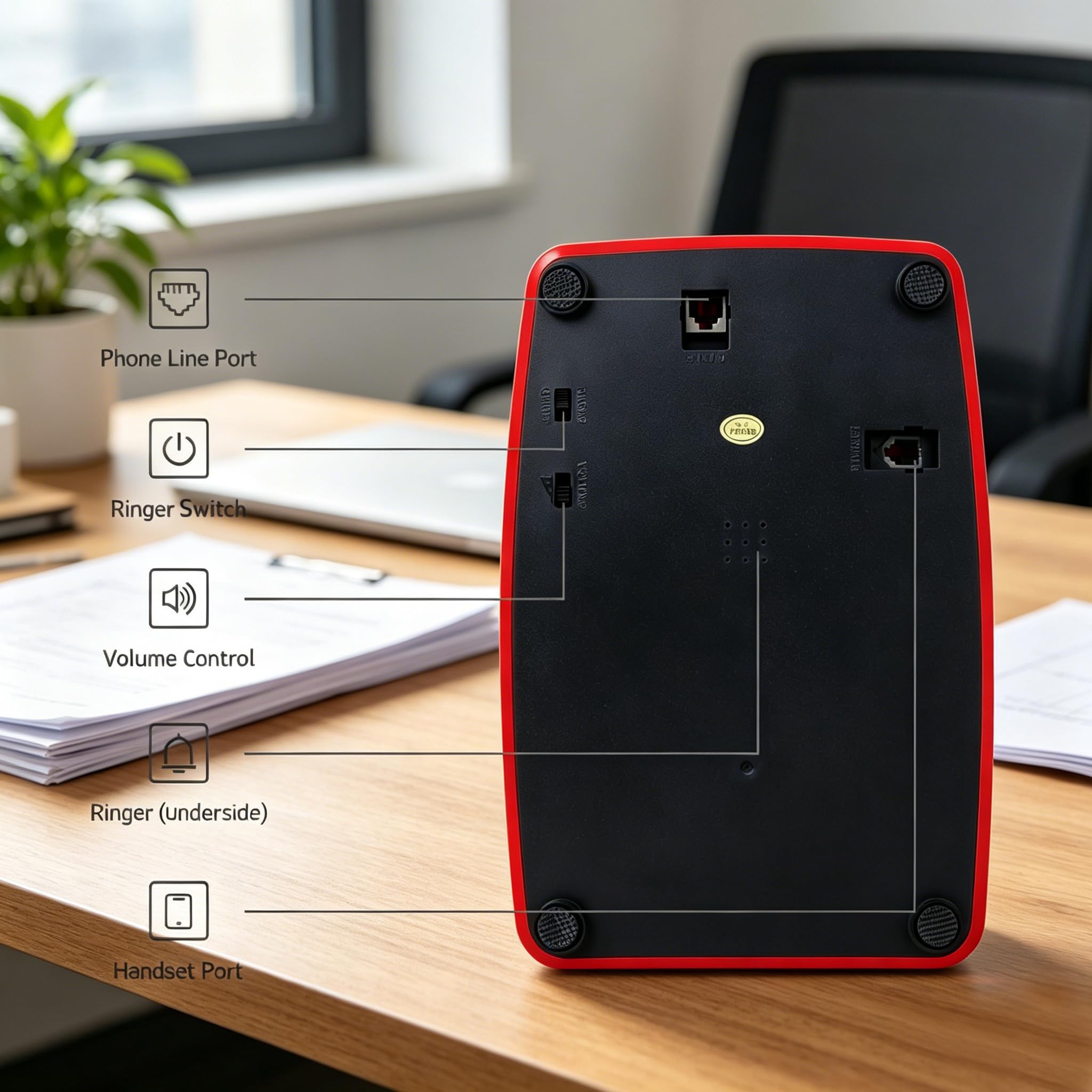 Amazon | TelPal コード付きレトロ電話 レッド 80年代クラシック電話
