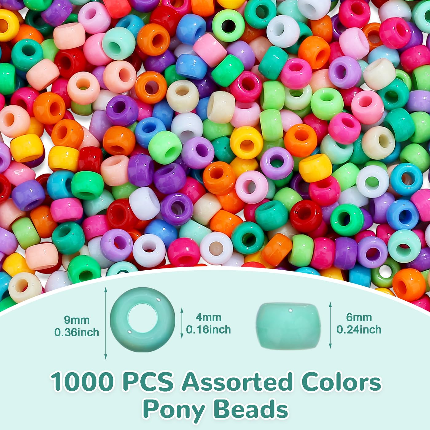 100 pz 6x9mm Perline Pony Colorate Moda Foro Grande Perline Acriliche Per Bambini FAI DA TE Collana Del Braccialetto Che Fanno Artigianato Perline di Capelli Delle Ragazze  36