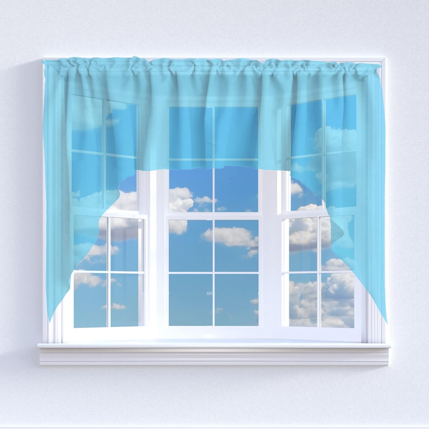 Zen Creative Designs Solid Sheer Organza Swag Window Valance Home Décor Bedroom Nursery Kitchen Window (Aqua)